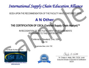 Sample ISCEA Certificate